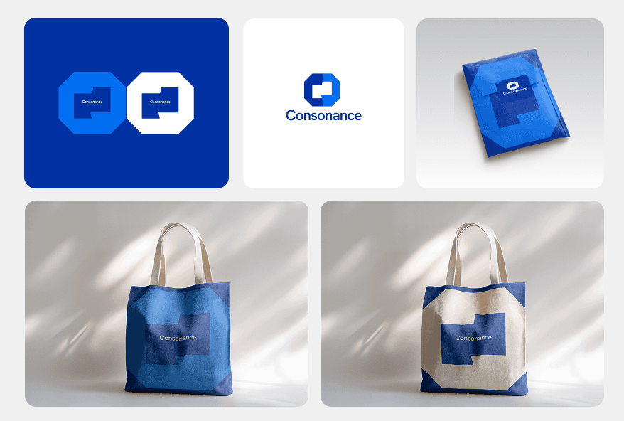 Consonance insurance company branding with blue corporate design
