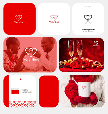 Branding showcase with blue and green design elements